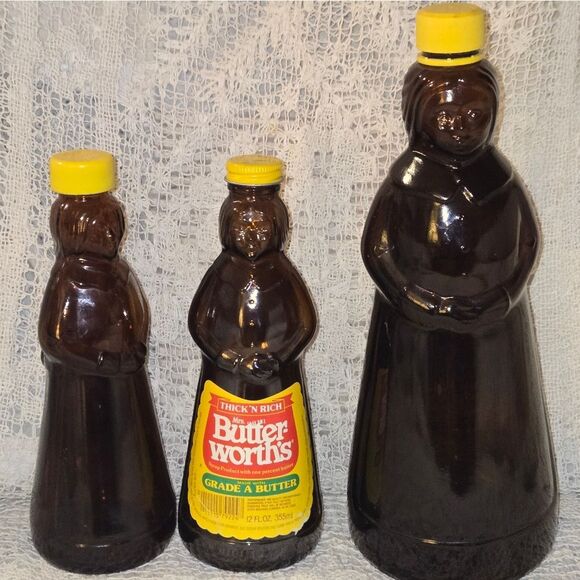 3 VINTAGE MRS. BUTTERWORTH'S Glass Bottle Lot 12”/9” Tall 1960s Hard To Find - Picture 2 of 13